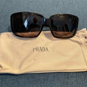 PRADA Sunglasses SPR 16L Brown Tortoiseshell Rectangle
